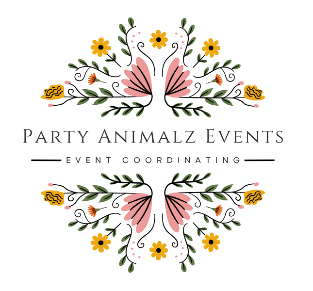 Party Animalz Events logo with flowers blooming